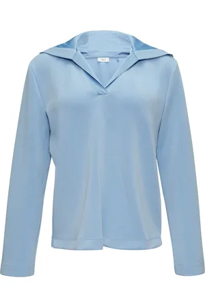 QS by s.Oliver Femme, Sweatshirts et sweats à capuche, Bleu, Taille: 42 FR Sweat à capuche avec détails en satin