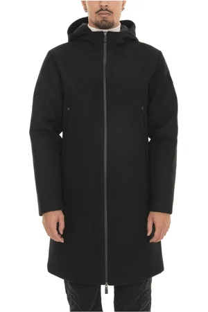 EA7 Homme, Manteaux, Noir, Taille: S Manteau en laine à capuche avec poches