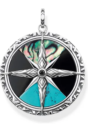 Thomas Sabo Homme, Accessoires, Multicolore, Taille: ONE Size Pendentif Boussole Grand 925 Argent Sterling, Noirci Pe834-979-7