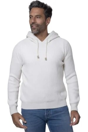 Gran Sasso Homme, Pulls, Blanc, Taille: S Sweat à Capuche en Cachemire Côtelé