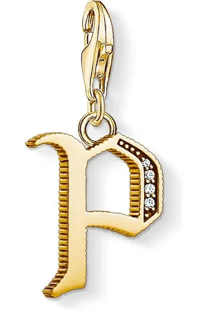 Thomas Sabo Homme, Accessoires, Jaune, Taille: ONE Size Pendentif lettre P en argent sterling 925 plaqué or jaune 750 1622-414-39