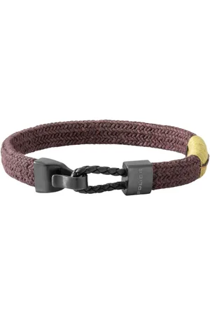 Police Homme, Accessoires, Violet, Taille: ONE Size Bracelet homme acier inoxydable textile marron noir Skardu Pj.26490Blc/01