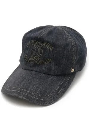 CHANEL Femme, Pre-owned, Bleu, Taille: ONE Size Pre-owned Denim chapeaux