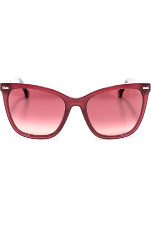 Carolina Herrera Femme, Accessoires, Rouge, Taille: ONE Size Lunettes de soleil carrées en acétate