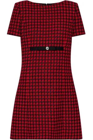 VERSACE Femme, Robes, Rouge, Taille: 38 FR Robe en Tweed avec Motif Tête de Méduse