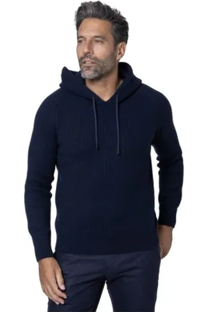 Gran Sasso Homme, Pulls, Bleu, Taille: L Sweat à Capuche en Cachemire Bleu Marine