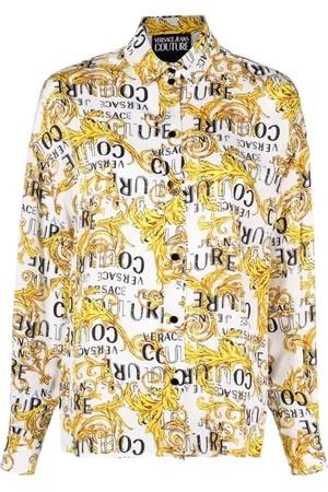 VERSACE Femme, Blouses et Chemises, Multicolore, Taille: 36 FR Chemise Blanche à Manches Longues en Viscose