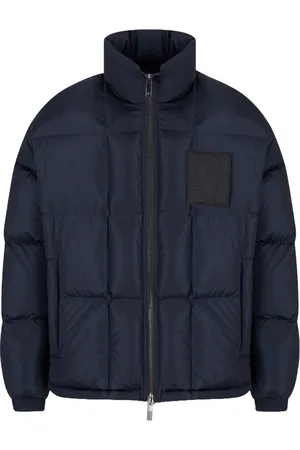 Armani Exchange Homme, Vestes, Bleu, Taille: S Manteau Bleu Rembourré Col Montant Fermeture Éclair