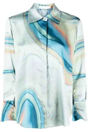 Simkhai Femme, Blouses et Chemises, Multicolore, Taille: 38 FR Chemisier décontracté en satin imprimé multicolore