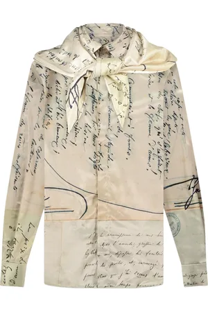 FLÂNEUR Flâneur, Homme, Chemises, Multicolore, Taille: S Chemise en Viscose avec Lettres Beige