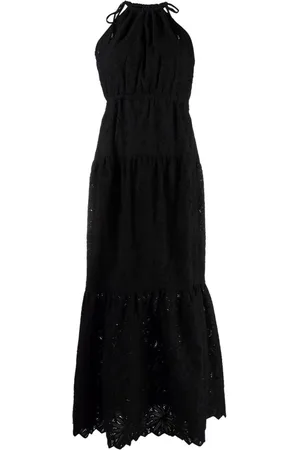 Michael Kors Femme, Robes, Noir, Taille: 36 FR Robe Maxi en Coton Noir Brodée