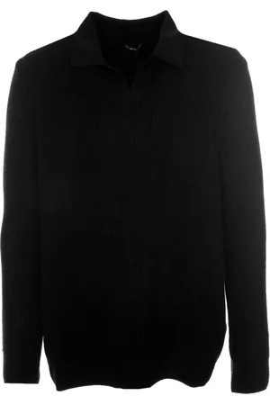 Denham Homme, Pulls, Noir, Taille: S Polo côtelé à manches longues