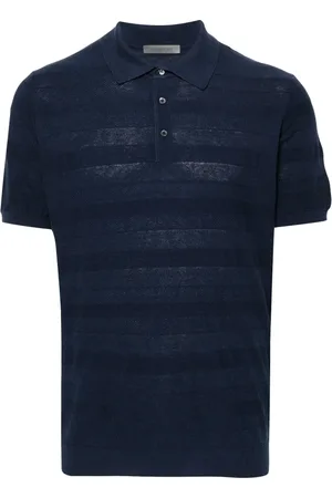 corneliani Homme, Tops, Bleu, Taille: 2XL Polo Bleu en Soie et Coton