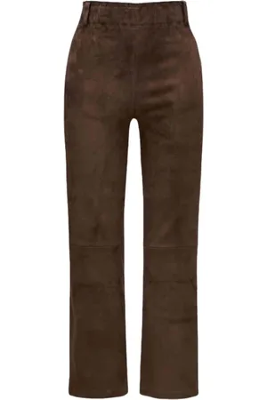 arma leder Femme, Pantalons, Brun, Taille: 40 FR Pantalon en daim stretch à jambe large