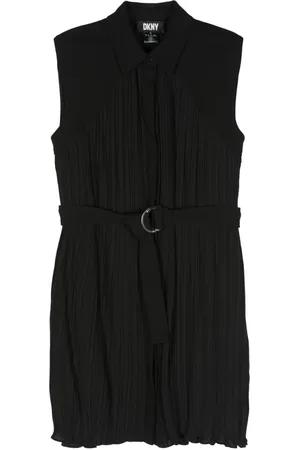 DKNY Femme, Robes, Noir, Taille: 36 FR Robe Midi Noire Plissée