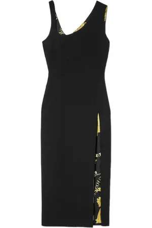 VERSACE Femme, Robes, Noir, Taille: 36 FR Robe Midi Asymétrique Chain Couture