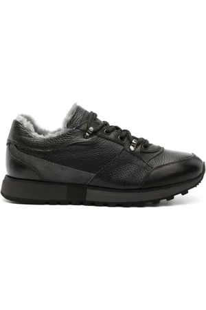 Casadei Homme, Chaussures, Noir, Taille: 44 EU Baskets en cuir noir avec intérieur en laine