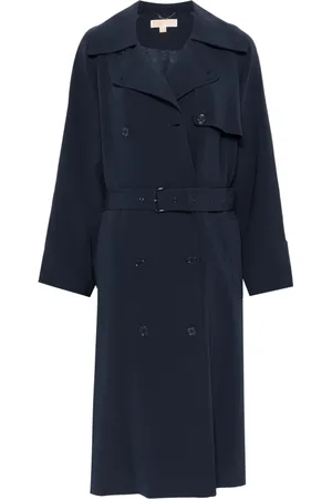 Michael Kors Femme, Manteaux, Bleu, Taille: 38 FR Trench Bleu Ceinturé Dolman