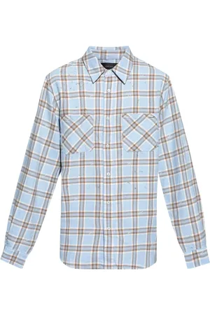 AMIRI Homme, Chemises, Bleu, Taille: M Chemise en Coton à Carreaux Bleue