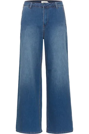 Cream Femme, Jeans, Bleu, Taille: 46 FR L32 Jambes larges Taille haute Denim bleu Pantalon