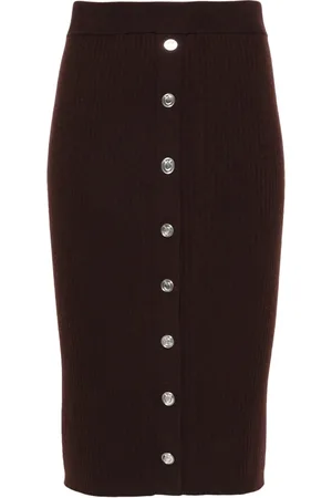 Pinko Femme, Jupes, Brun, Taille: 42 FR Jupe Mini en Tricot Côtelé Marron Casual