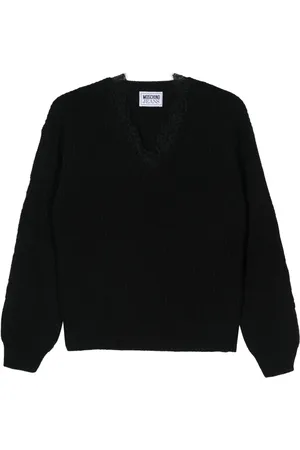 Moschino Femme, Pulls, Noir, Taille: 36 FR Pull Mi-Cardigan en Laine Noire