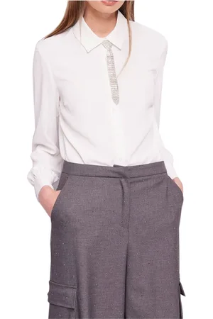 Gaudi Femme, Blouses et Chemises, Blanc, Taille: 42 FR Chemise Casual Blanche en Crêpe de Chine