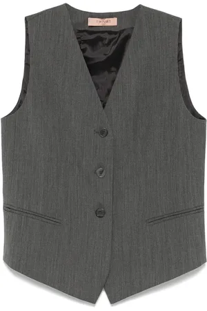 Twin-Set Femme, Vestes, Gris, Taille: 40 FR Gilet en Laine Gris Élégant
