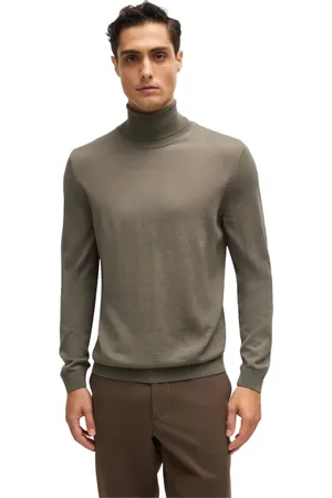 HUGO BOSS Homme, Pulls, Vert, Taille: XL Pull Col Roulé en Laine Mérinos