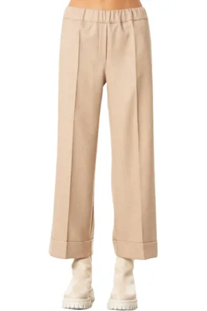 D.EXTERIOR Femme, Pantalons, Brun, Taille: 38 FR Pantalon large cheville en camel