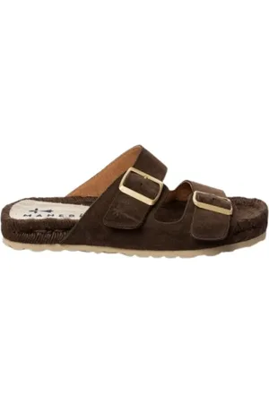 MANEBI Femme, Chaussures, Brun, Taille: 36 EU Sandales en daim cacao avec semelle en caoutchouc