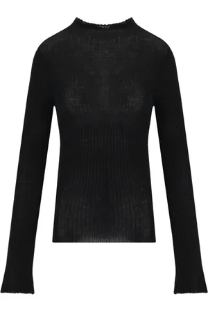CRUNA Femme, Pulls, Noir, Taille: 42 FR Pull Noir Côtelé en Laine