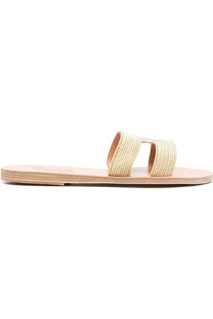 Ancient Greek Sandals Femme, Chaussures, , Taille: 38 EU Sandales en Tissu Gris avec Broderie