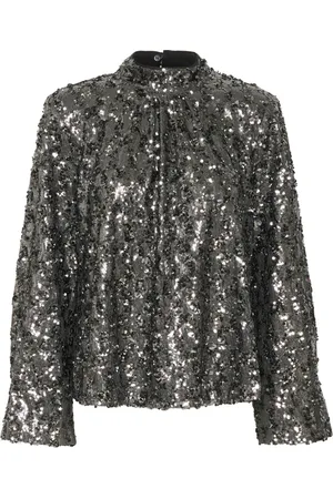 Gestuz Femme, Blouses et Chemises, Gris, Taille: 40 FR Chemisier à sequins Grisstructure