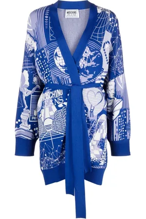 Moschino Femme, Pulls, Bleu, Taille: 38 FR Cardigan Pull en Viscose Bleu