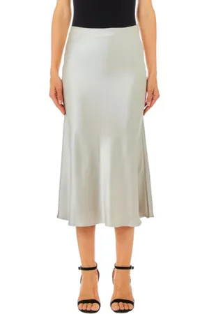 Liu Jo Femme, Jupes, Gris, Taille: 40 FR Jupe Évasée Grise Finition Brillante Midi