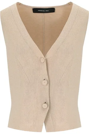FEDERICA TOSI Femme, Pulls, , Taille: 36 FR Gilet Tricoté Écru avec