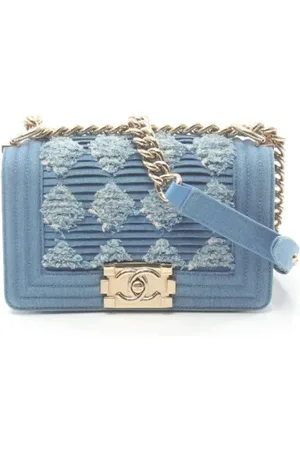CHANEL Femme, Pre-owned, Bleu, Taille: ONE Size Pre-owned Denim sacs-bandouliere