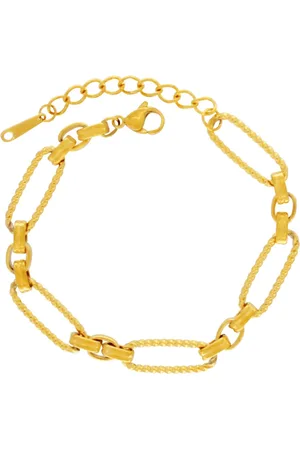 Dansk Copenhagen Femme, Accessoires, Jaune, Taille: ONE Size Bracelet ovale à maillons ondulés plaqué or