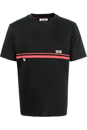 GCDS Homme, Tops, Noir, Taille: L T-shirt Noir avec Bande Logo Manches Courtes