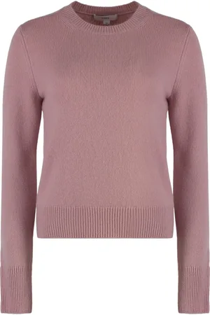 Vince Femme, Pulls, Rose, Taille: 38 FR Pull en Cachemire Col Rond Bords Côtelés