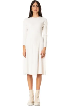 D.EXTERIOR Femme, Robes, , Taille: 42 FR Robe Côtelée en Couleur Latte
