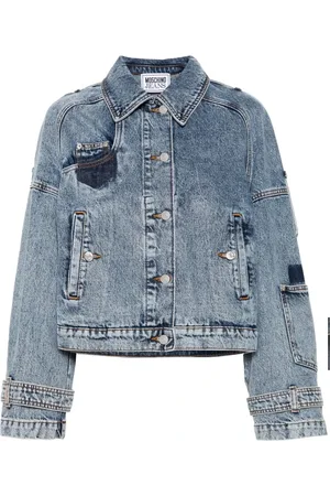 Moschino Femme, Vestes, Bleu, Taille: 42 FR Veste en Jean Bleue Style Décontracté