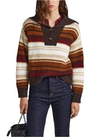 Pepe Jeans Femme, Pulls, Multicolore, Taille: 42 FR Pull à Rayures Col Polo en Acrylique