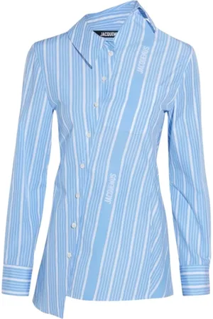 Jacquemus Femme, Blouses et Chemises, Bleu, Taille: 40 FR Chemise Asymétrique avec Boutons en Nacre