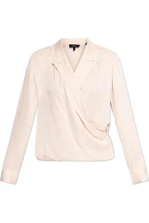 THEORY Femme, Blouses et Chemises, Rose, Taille: 40 FR Haut en soie à col en V