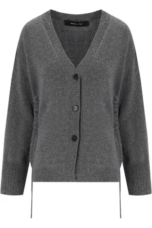 FEDERICA TOSI Femme, Pulls, Gris, Taille: 34 FR Gilet Gris en Laine avec Dentelle