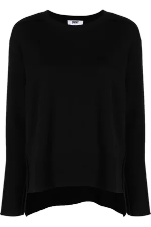 DKNY Femme, Pulls, Noir, Taille: 36 FR Pull col rond en laine noire