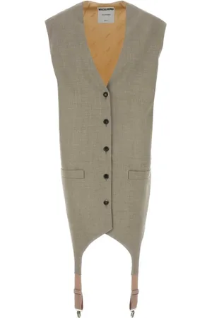 Moschino Femme, Vestes, Gris, Taille: 36 FR Gilet oversize en laine et satin
