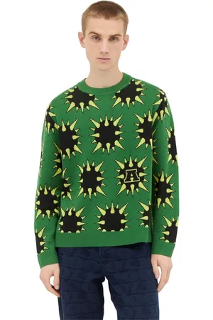 AWAKE NY Homme, Pulls, Vert, Taille: L Pull à motif graphique Spike